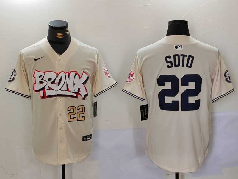 Mens New York Yankees #22 Juan Soto Cream Limited Stitched Baseball Jerseys